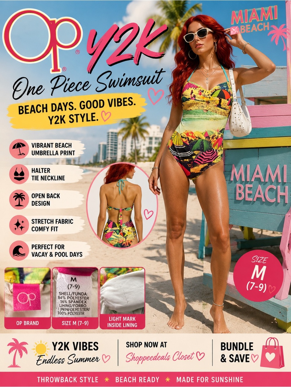 OP Beach Umbrella Print One Piece Swimsuit